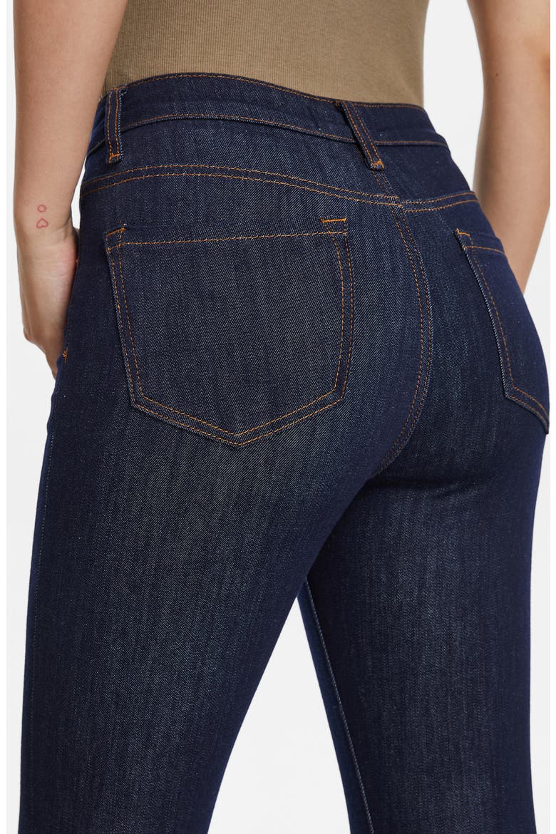 Raw Hem Mid Rise Ankle Straight Leg Jeans, Alternate, color, DARK BLUE