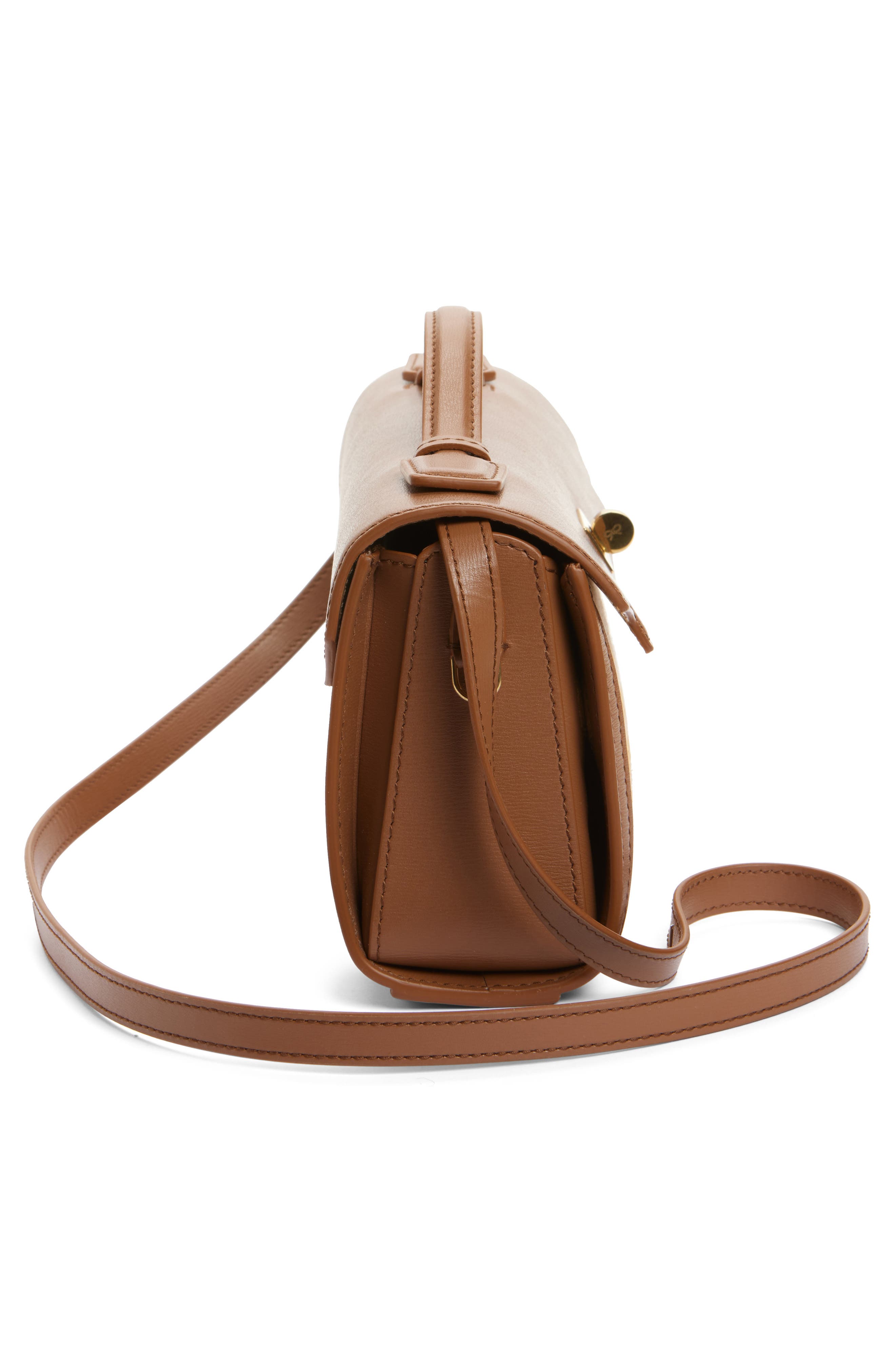 Anya Hindmarch Mortimer Raffia & Leather Clutch, Alternate, color, Pecan