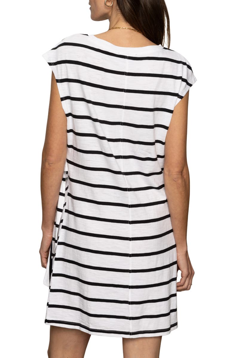 Sanctuary Stripe Side Tie Organic Cotton Blend T-Shirt Dress, Alternate, color, White/ Black Stripe
