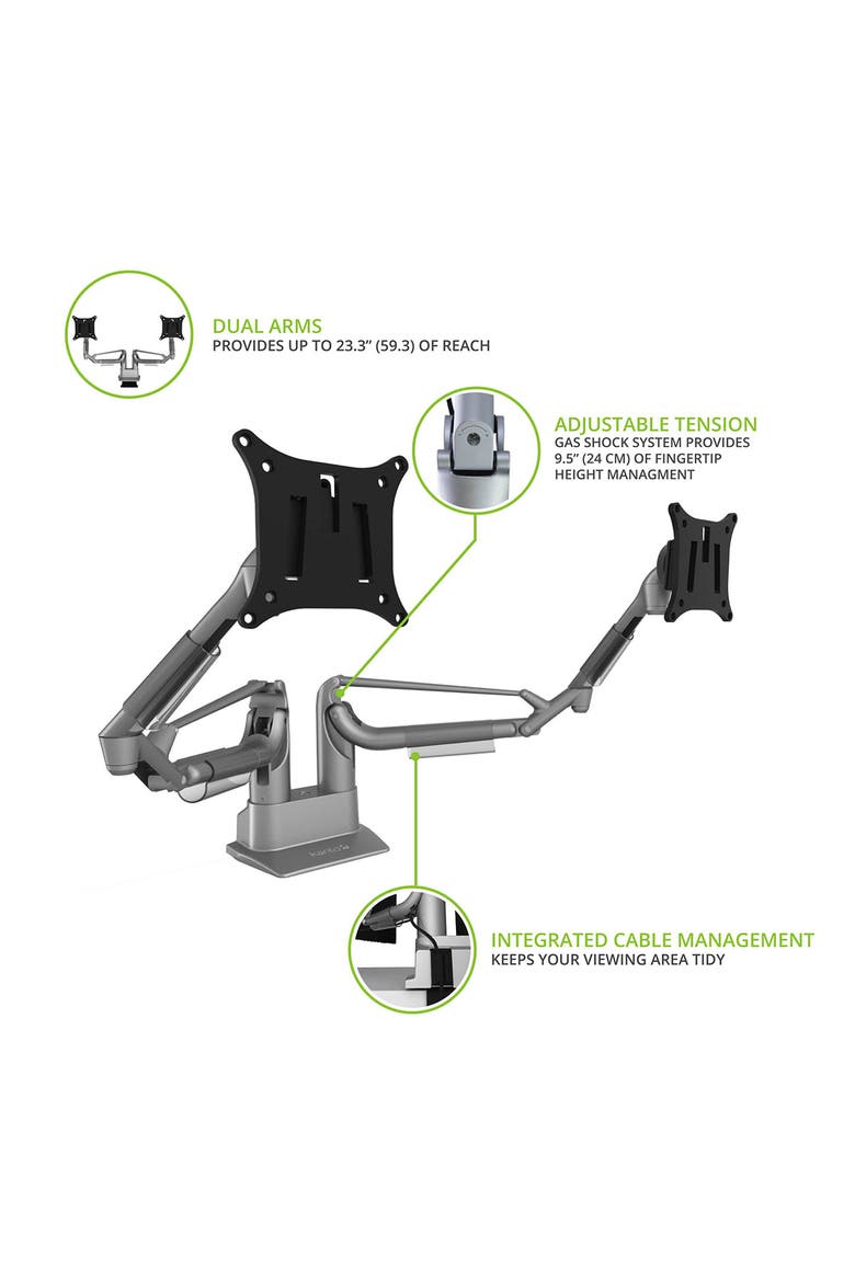 DMS2000 Dual-Monitor Desktop Mount for 17" - 32" Displays, Alternate, color, Silver