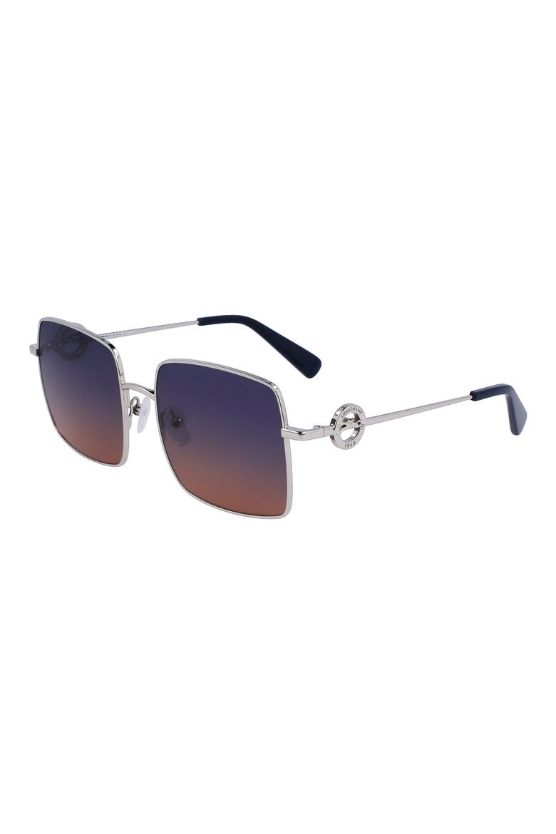 Medallion 55mm Gradient Square Sunglasses, Alternate, color, SILVER/ GRADIENT PETROL BROWN
