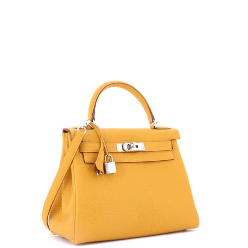 Pre-owned Hermes Hermes Kelly Handbag Yellow Togo With Palladium Hardware 28 In Yellow