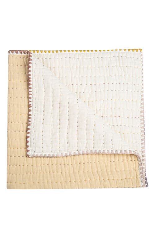 CRANE BABY Quilted Cotton Baby Blanket in Tan/White 