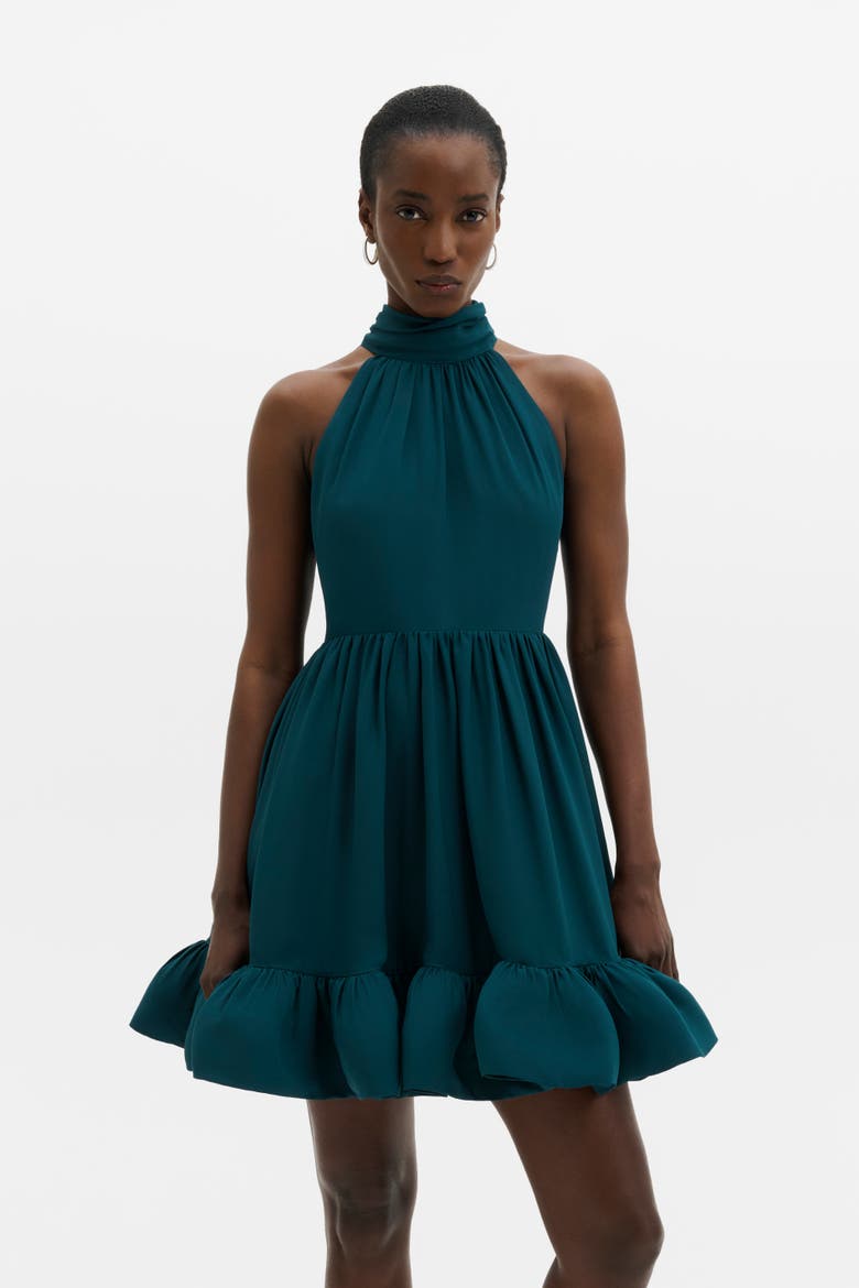 Fern Halterneck Ruffled Midi Dress, Alternate, color, Teal