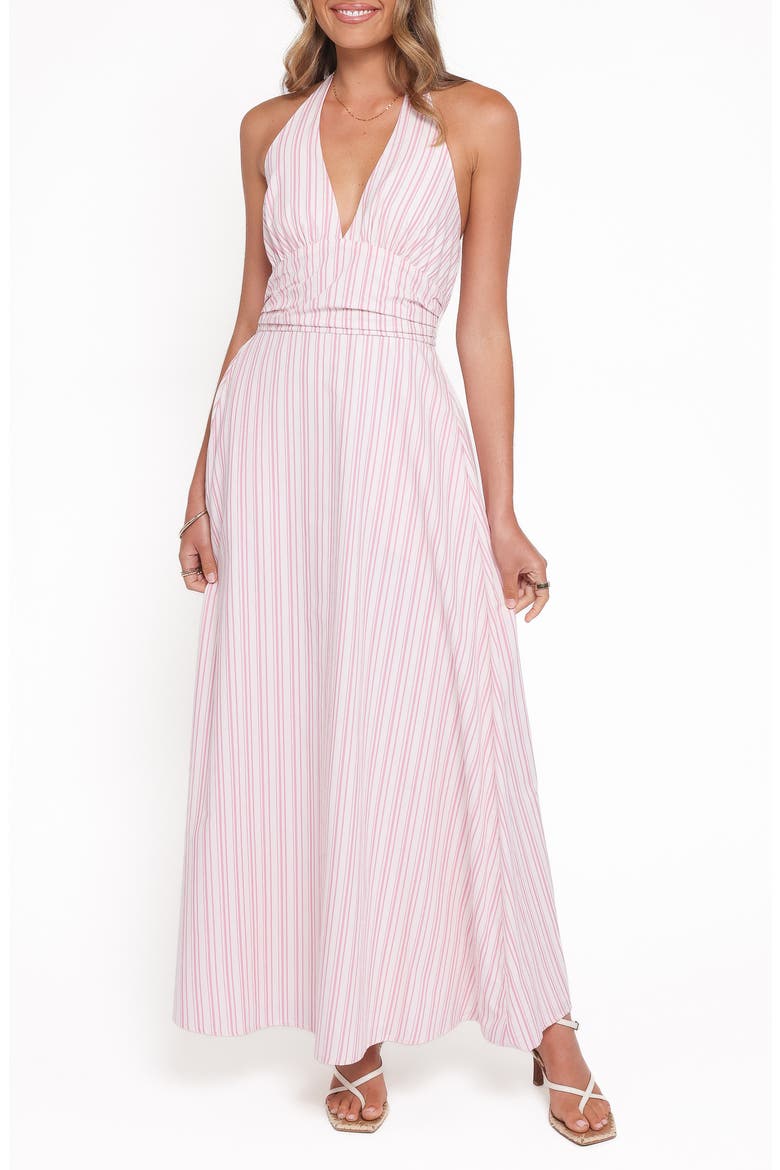 Marie Stripe Halter Maxi Dress, Main, color, PINK STRIPE
