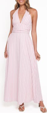 Petal & Pup Marie Stripe Halter Maxi Dress