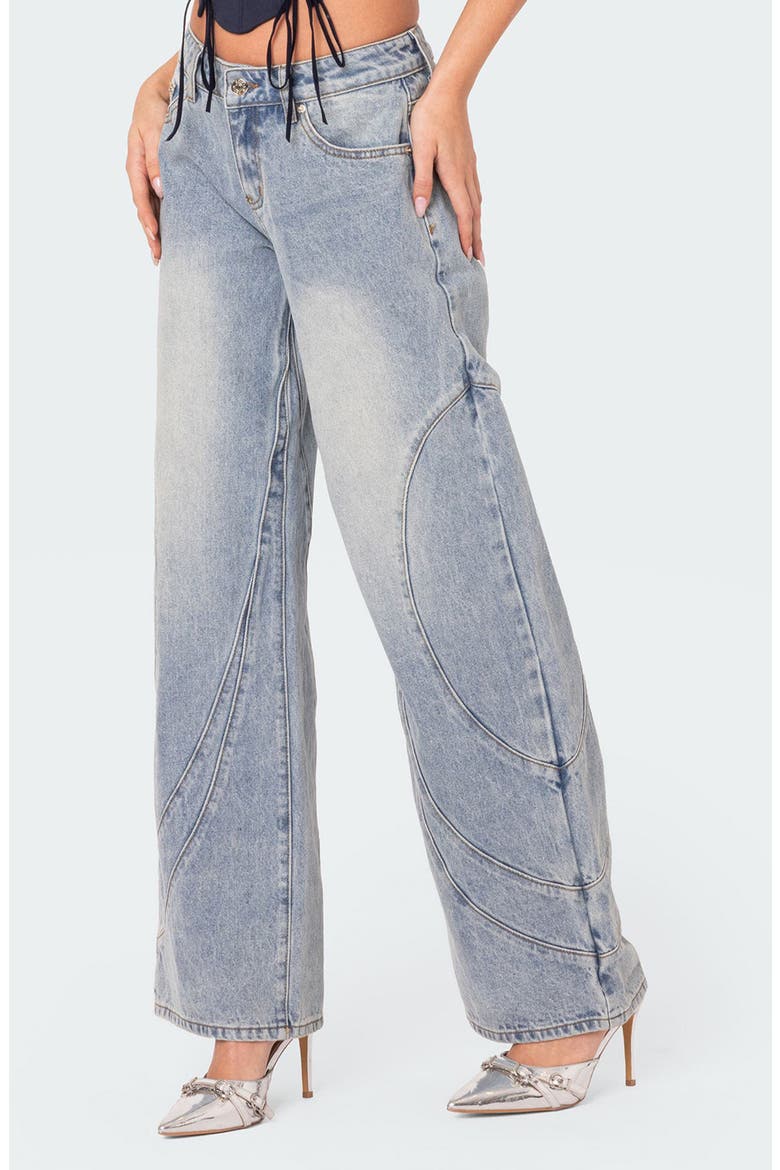 Oaklynn Stitch Detail Wide Leg Jeans, Main, color, LIGHT-BLUE