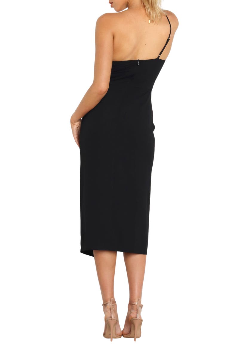 Xiomar One-Shoulder Midi Dress, Alternate, color, BLACK