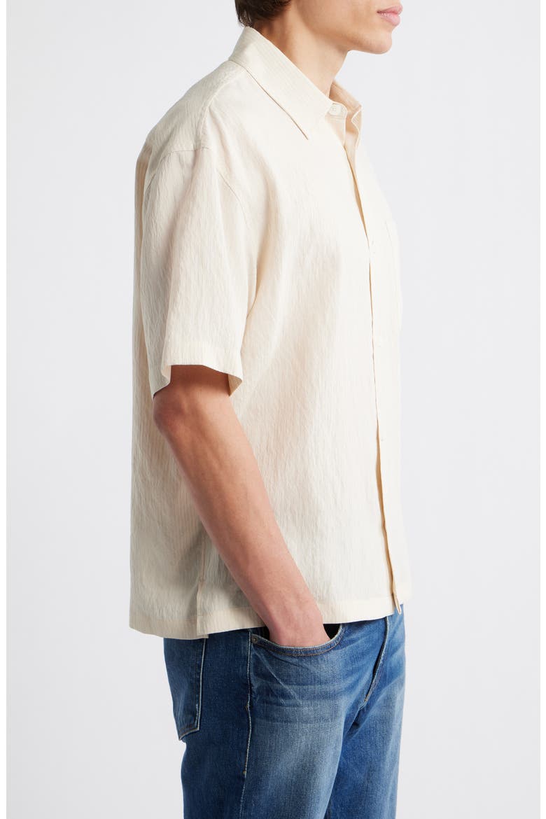 Textured Stripe Short Sleeve Button-Up Shirt, Alternate, color, NATURAL STRIPE