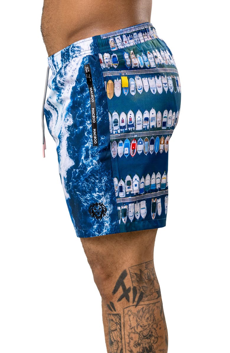Maceoo Swim Marthyr Print Swim Trunks, Alternate, color, Blue