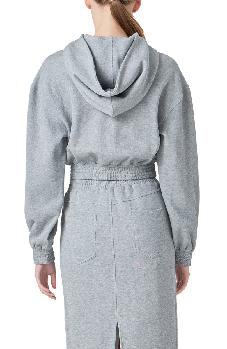 Grey Lab Crop French Terry Hoodie, Alternate, color, Heather Grey