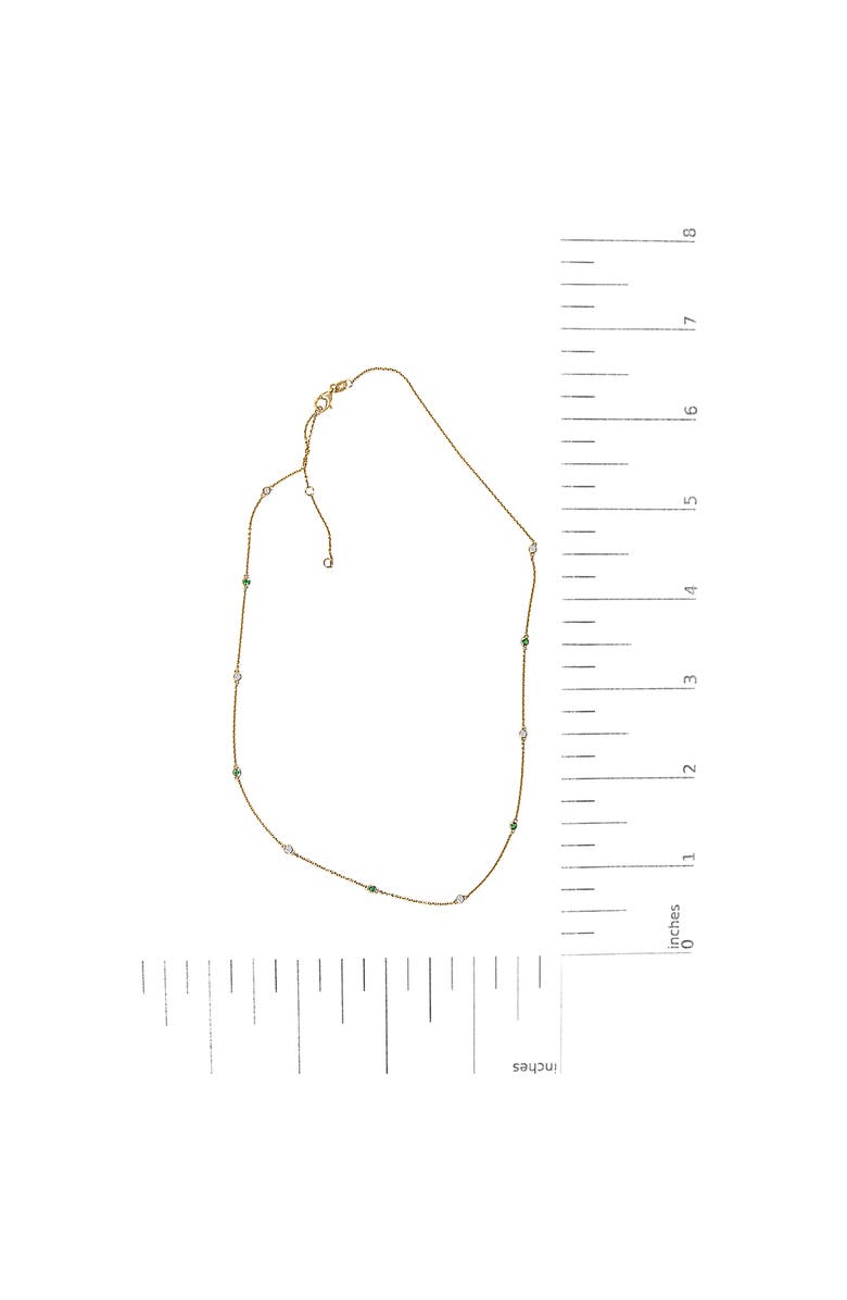 Haus of Brilliance 14K Yellow Gold Bezel Set Alternating Green Emerald and Diamond Station Necklace, Alternate, color, Yellow