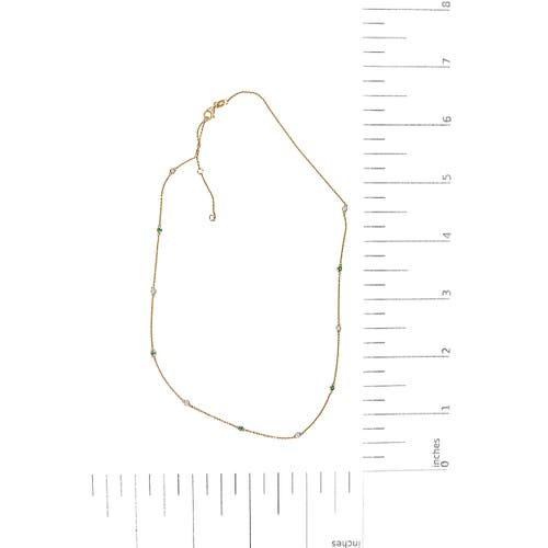 Haus Of Brilliance 14k Yellow Gold Bezel Set Alternating Green Emerald And Diamond Station Necklace In Yellow