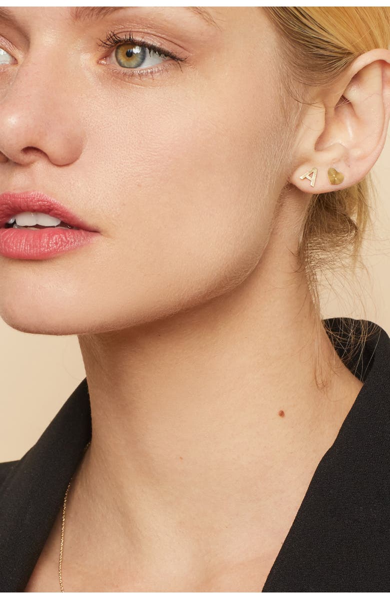 Oradina 14K Yellow Gold Heartthrob Studs, Alternate, color, Yellow Gold