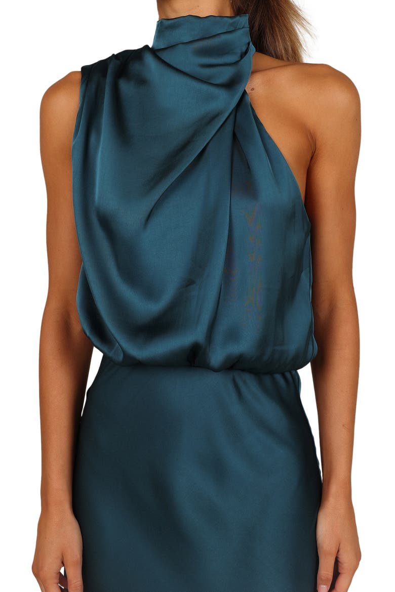 Annabelle Satin Midi Dress, Alternate, color, TEAL
