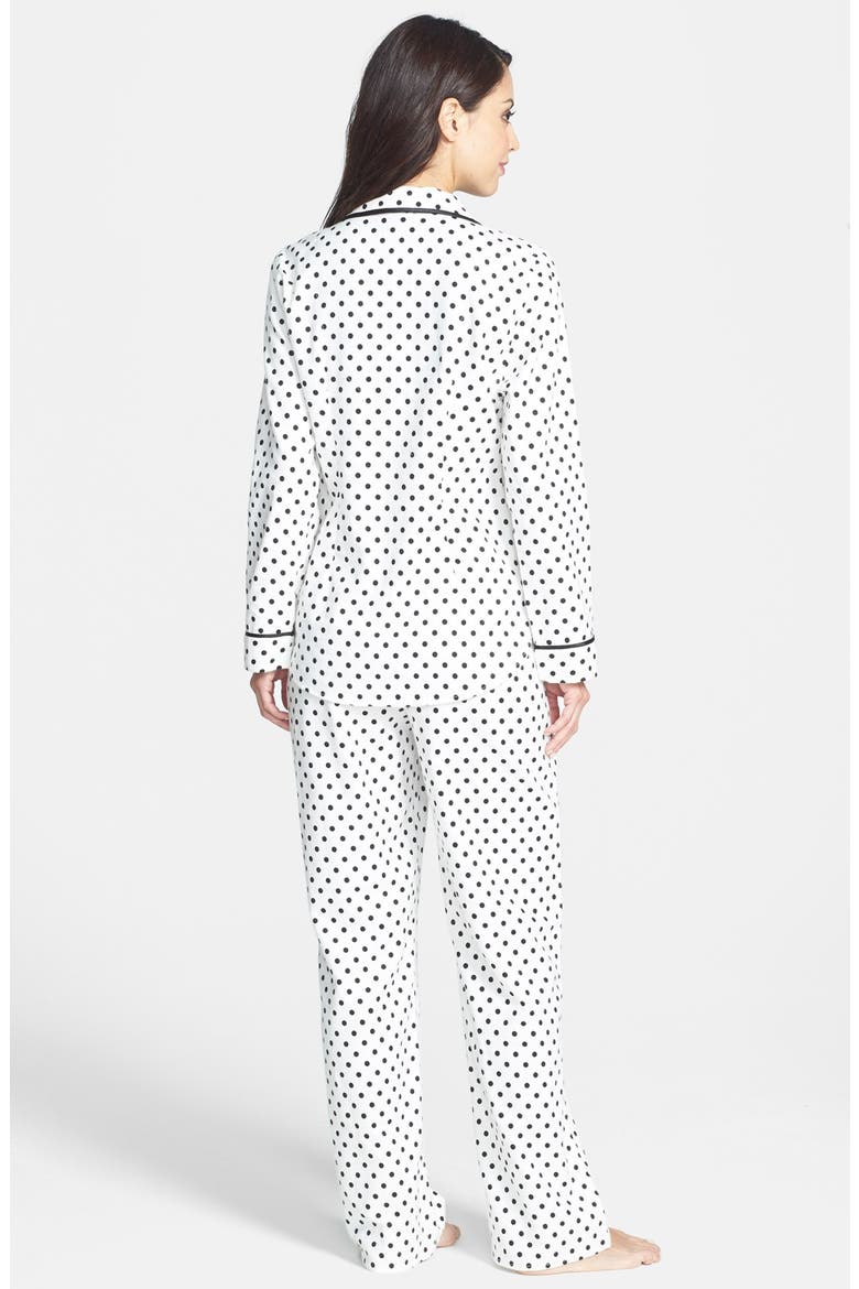 Flannel Pajamas, Alternate, color, PRISTINE/ BLACK DOT