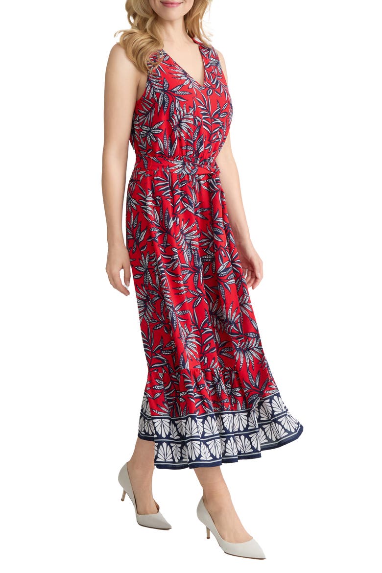 Print Tie Waist Sleeveless Maxi Dress, Alternate, color, ROGUE MULTI