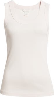 Caslon® Scoop Neck Rib Cotton Tank