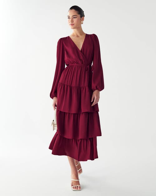 Willa Koby Midi Dress In Burgundy