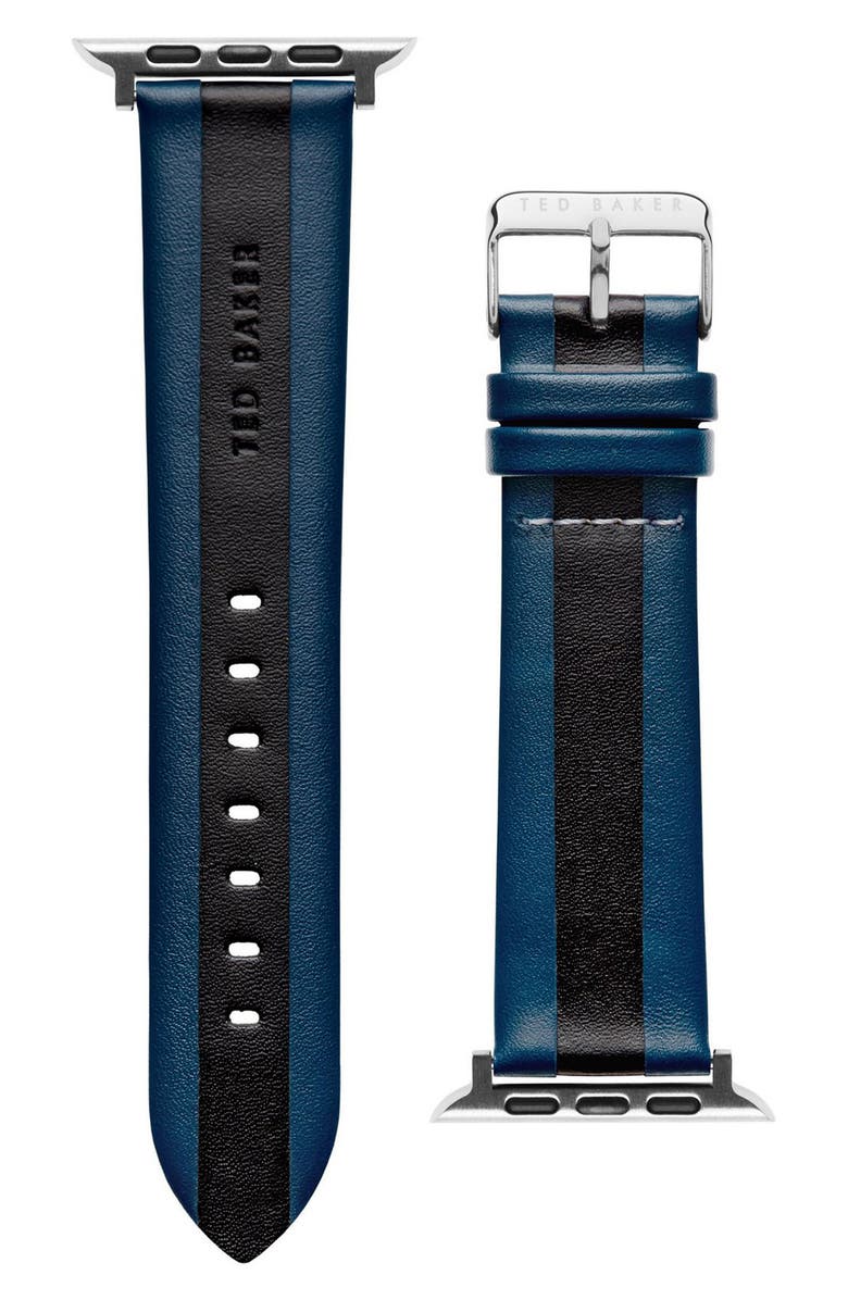 Ted Baker Two-Tone Leather 22mm Apple Watch<sup>®</sup> Watchband, Main, color,