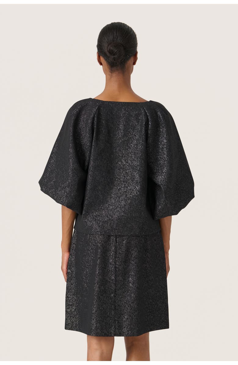 Soaked in Luxury SLCahlina V-neck Balloon Sleeves Blouse, Alternate, color, Gun Metal