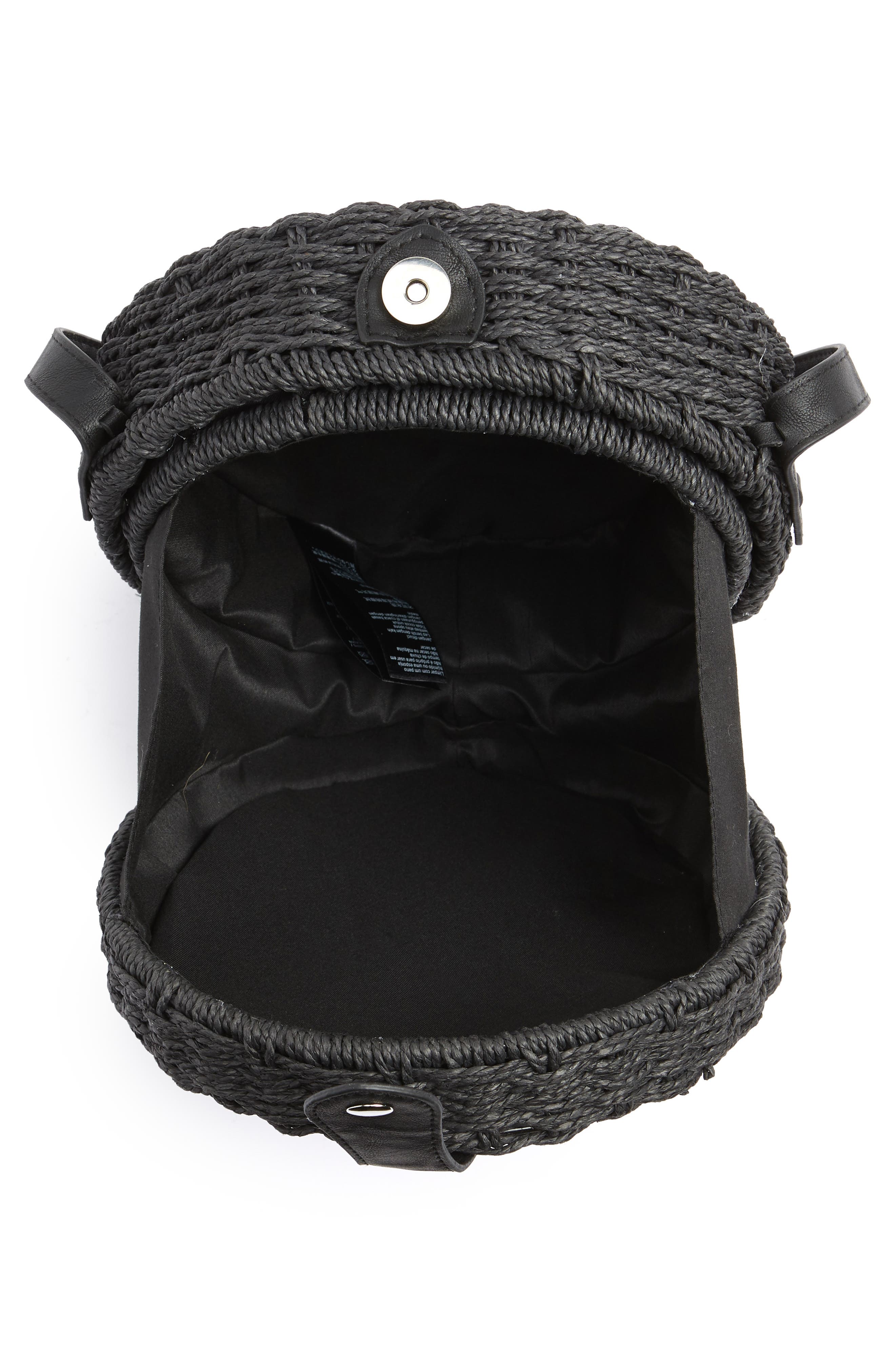 Barbar Straw Crossbody Bag, Alternate, color, BLACK