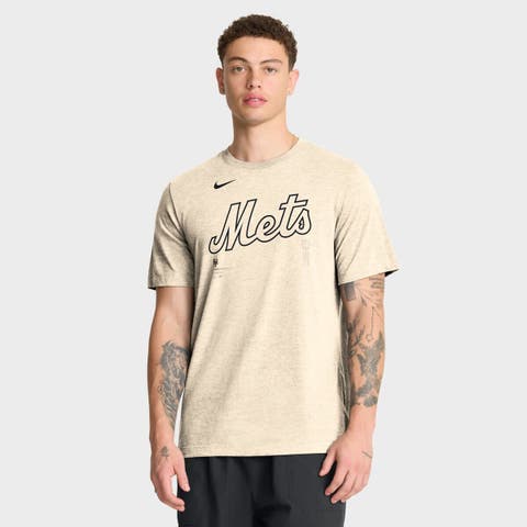 Men's Nike Natural New York Mets Wordmark Tri-Blend T-Shirt