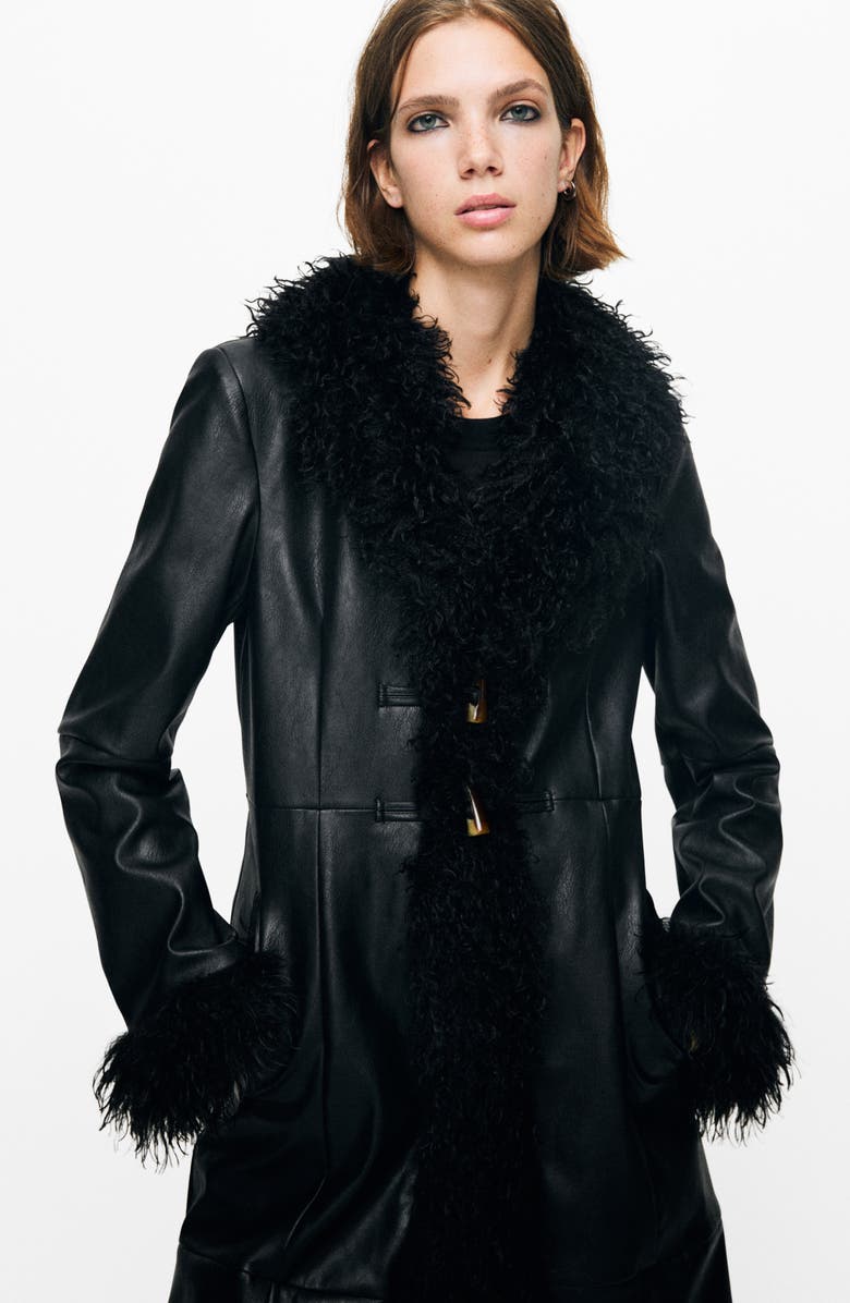 MANGO Faux Shearling Coat, Alternate, color, 