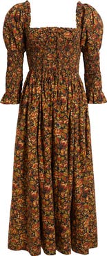 DÔEN Bijou Floral Long Sleeve Organic Cotton Dress