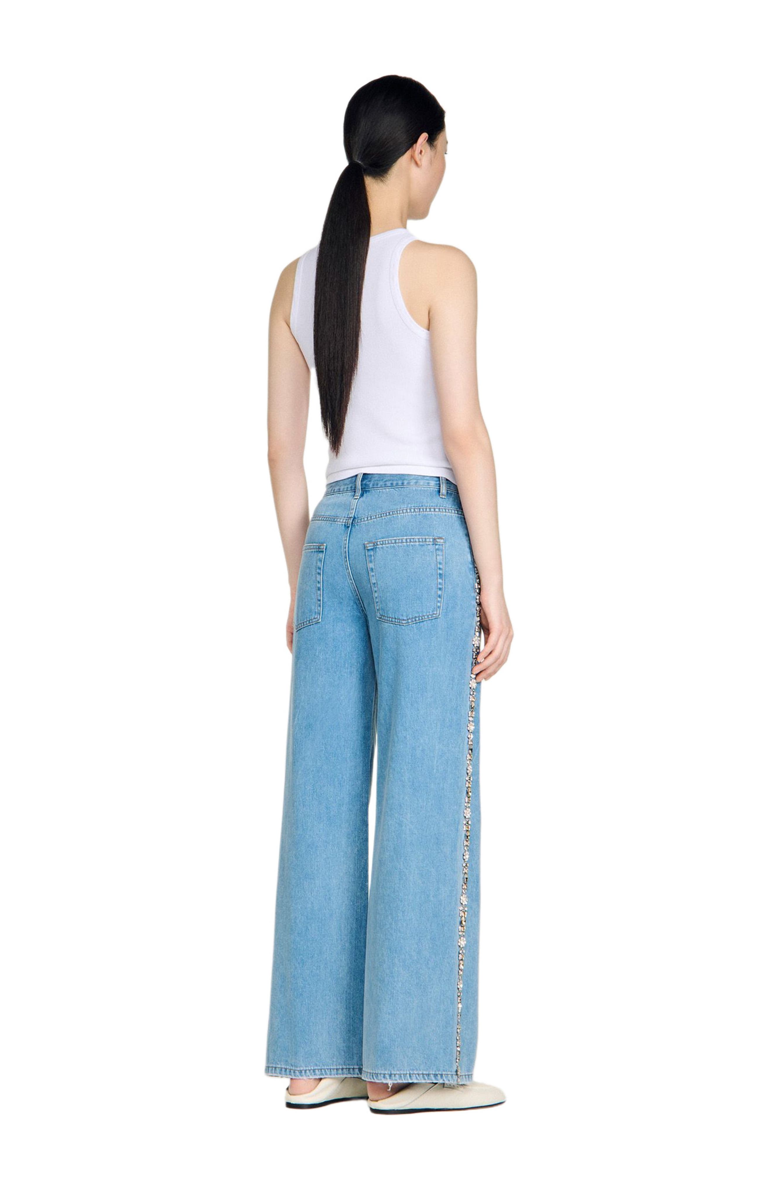 Faded straight-leg rhinestone jeans - image 2
