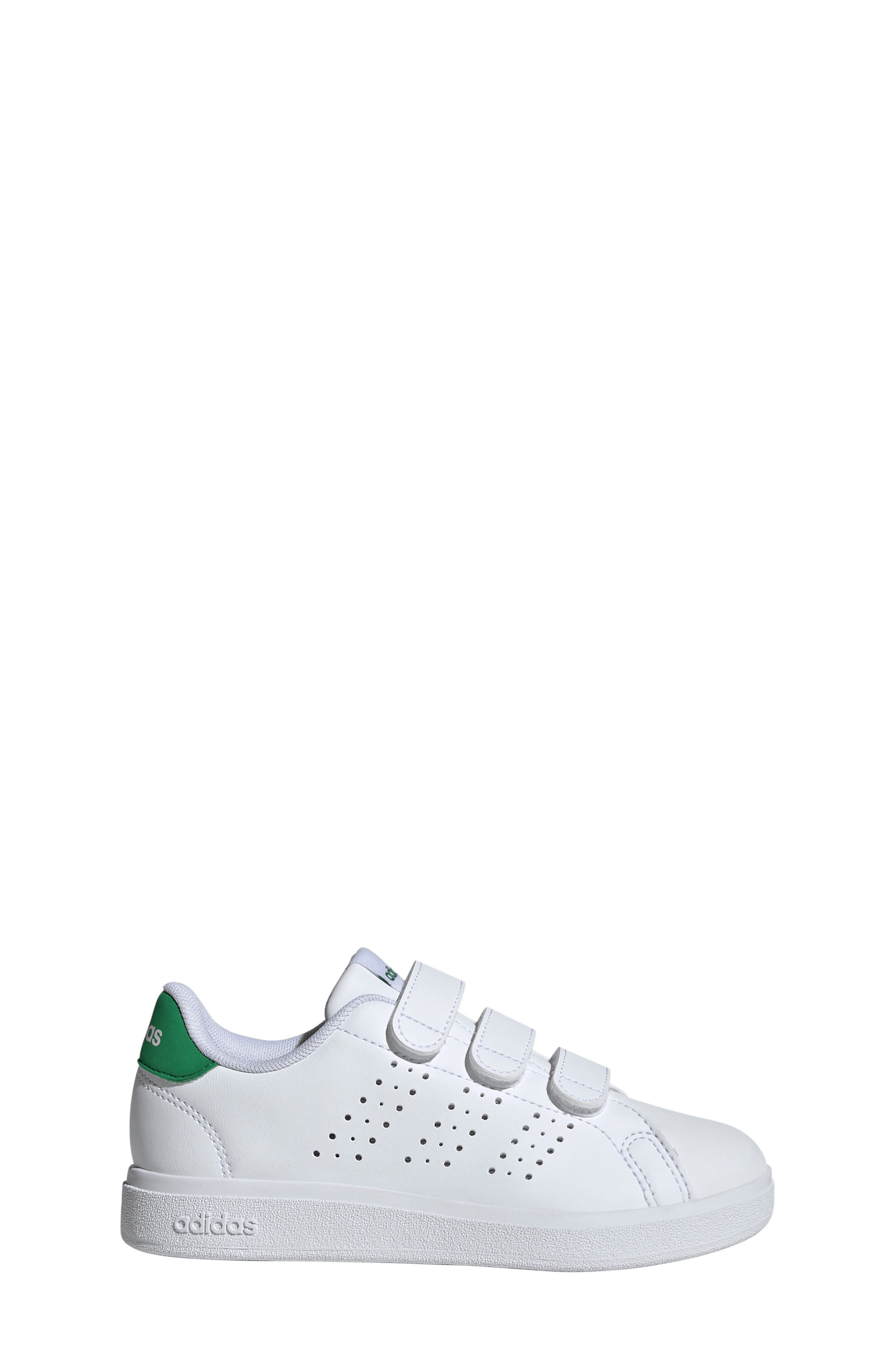 adidas Kids' Advantage Base 2.0 Sneaker, Alternate, color, White/ White/ Green