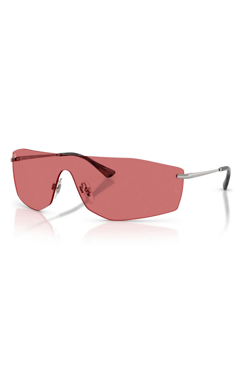 Ray-Ban 141mm Irregular Shield Sunglasses, Alternate, color, Gunmetal / Red Hiper