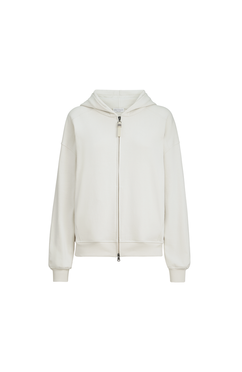 Brunello Cucinelli Smooth cotton French terry sweatshirt, Main, color, Milk