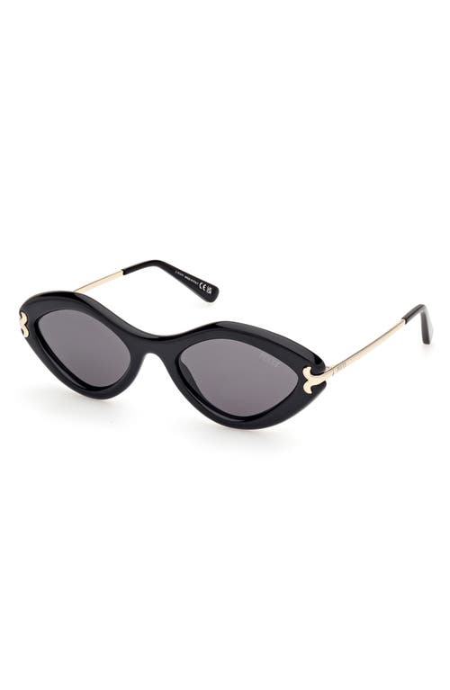 Pucci Logo Acetate & Metal Oval Sunglasses In Black