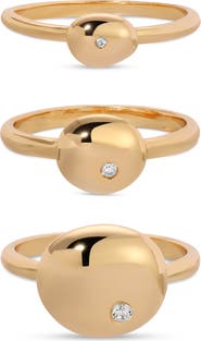 Ettika Set of 3 Polished Pebble Stackable Rings