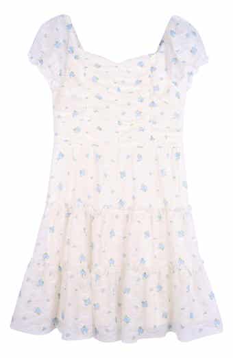 Zunie Kids' Short Sleeve Ruched Lace Dress