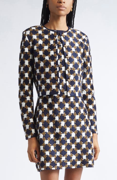 Floral Geometric Jacquard Cardigan