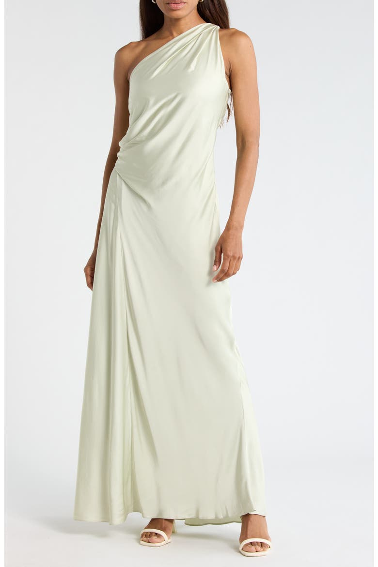 Aster One-Shoulder Gown, Main, color, SPEARMINT