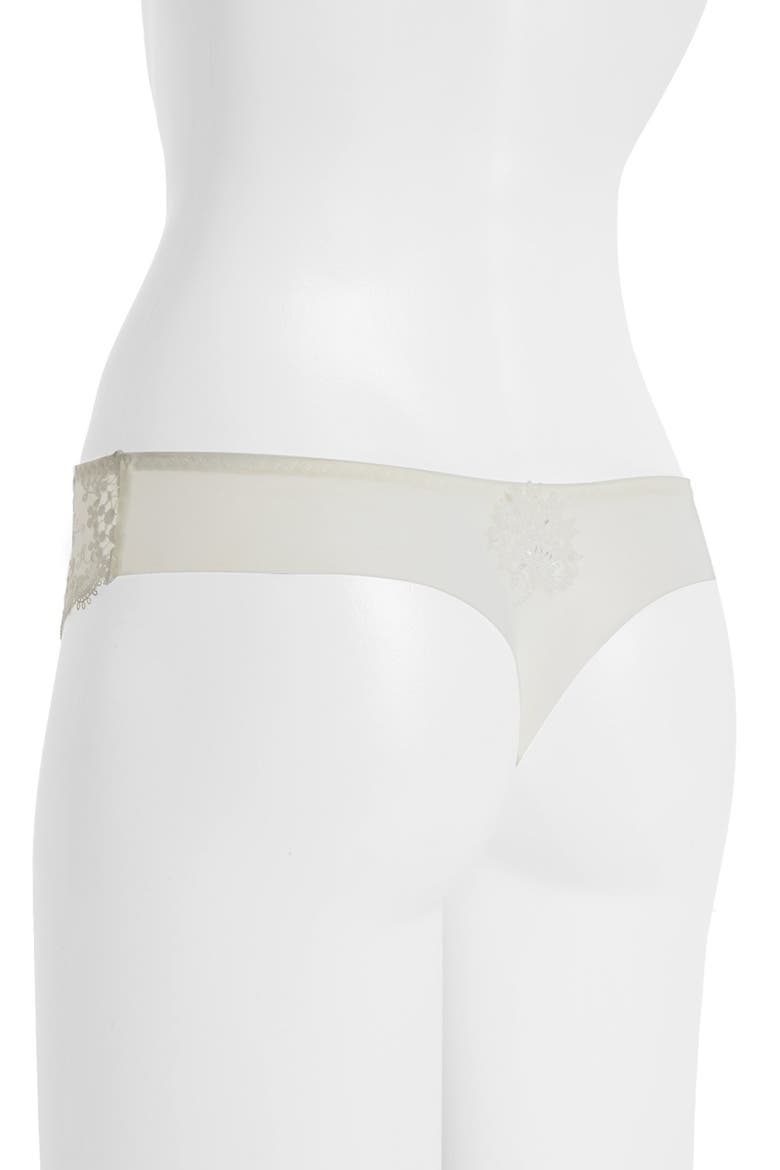 'Wish' Embroidered Tanga Thong, Alternate, color, IVORY