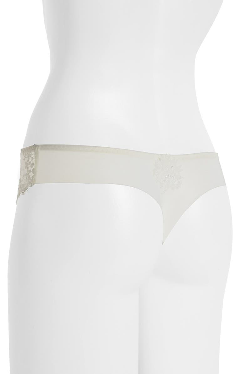 Simone Perele 'Wish' Embroidered Tanga Thong, Alternate, color, Ivory
