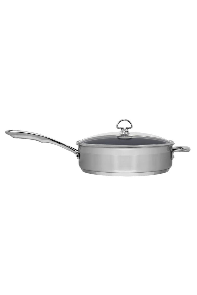 Induction 21 Saute Pan w/ Ceramic Coating & Glass Lid, 5 Quart, Alternate, color, Silver