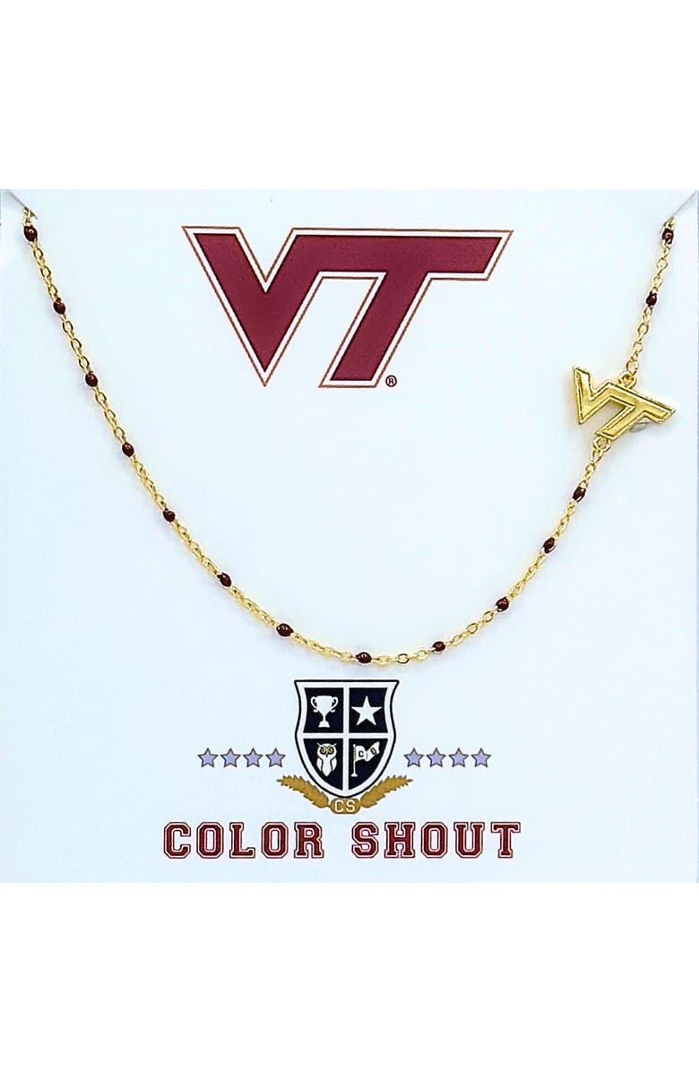 Color Shout Virginia Tech Side Necklace, Main, color, Yellow Gold