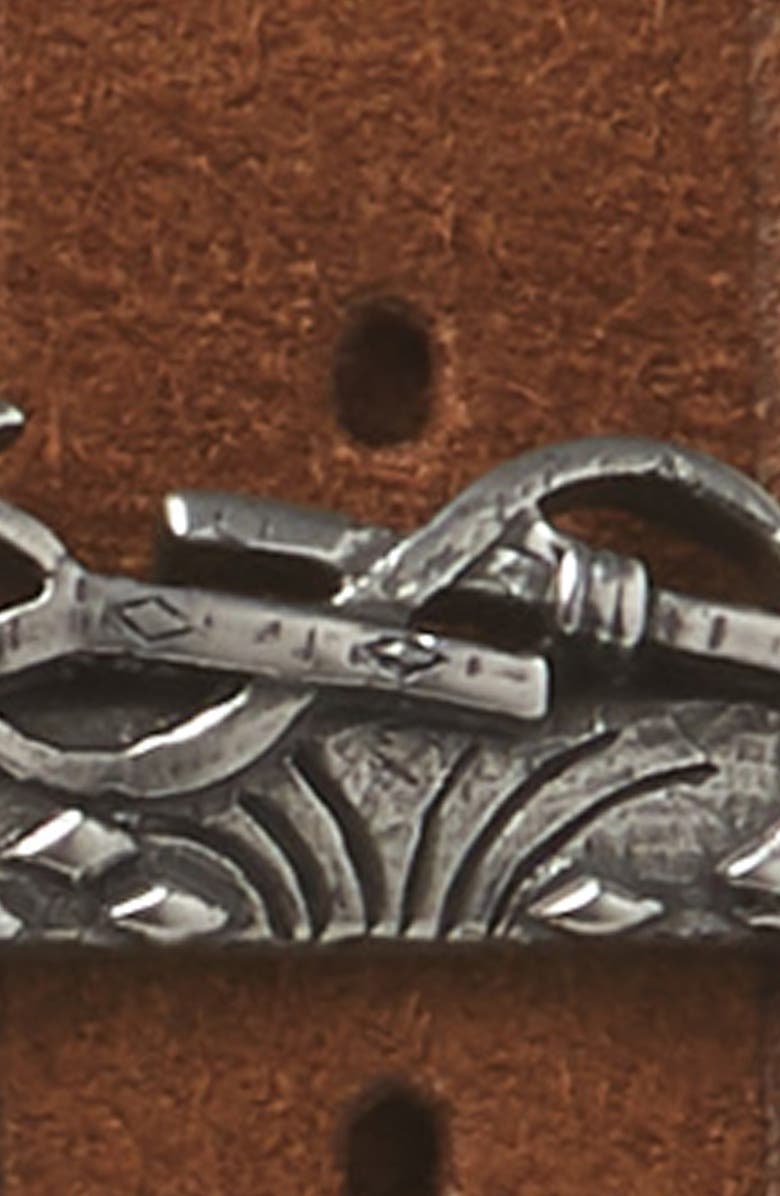 Saint Laurent Celtic Monogram Leather Belt, Alternate, color,