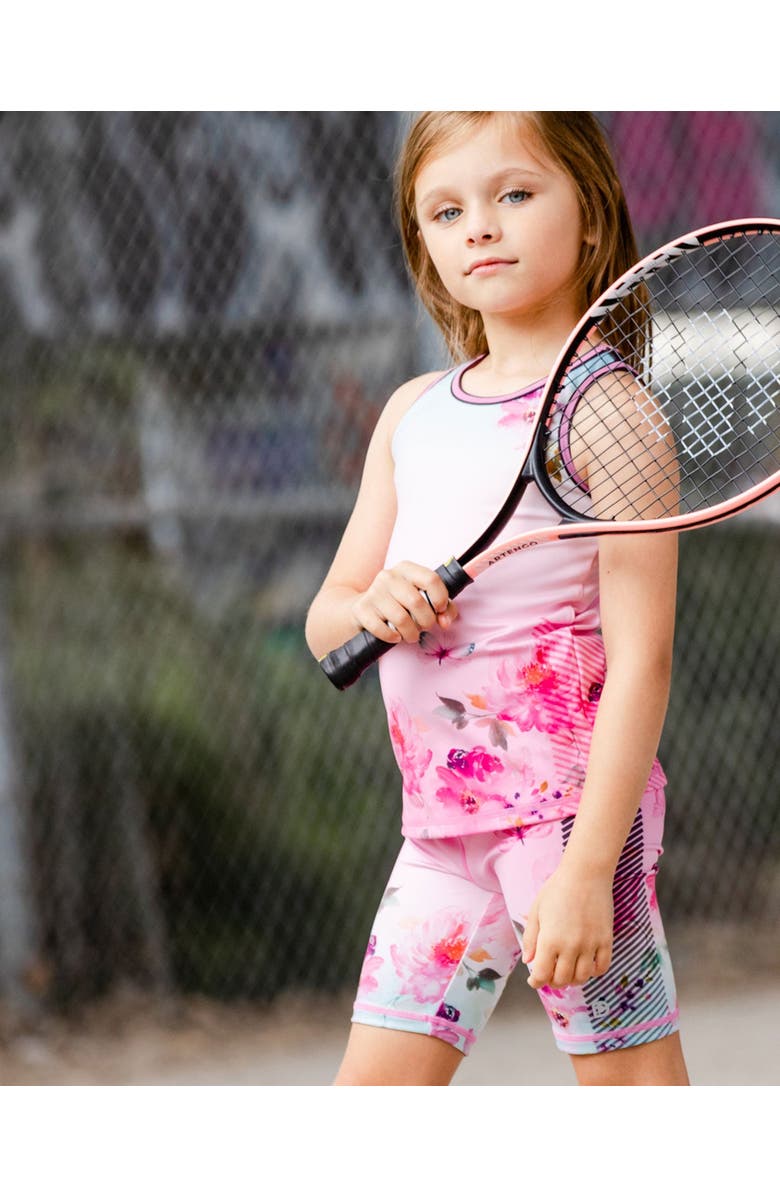 Deux par Deux Little Girl's Athletic Tank Gradient Pink Printed Big Flowers, Alternate, color, 