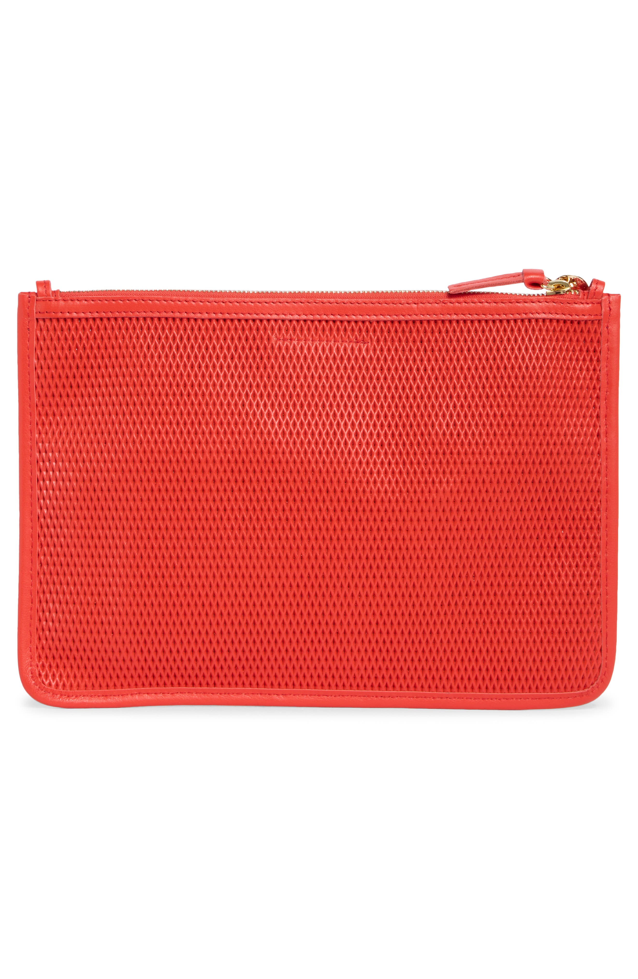 Clare V. Perforated Leather Clutch, Alternate, color, Bright Poppy