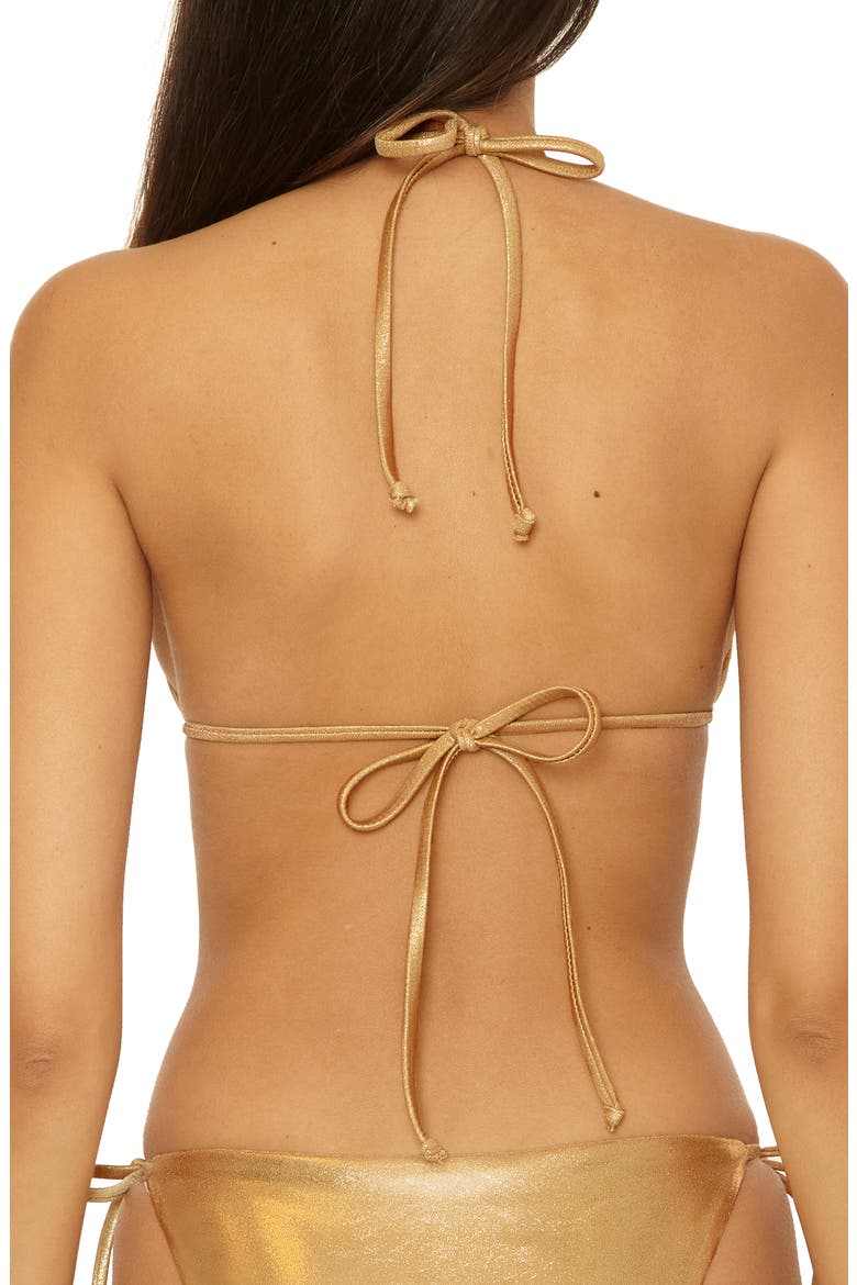 Liquid Metal Triangle Bikini Top, Alternate, color, GOLD