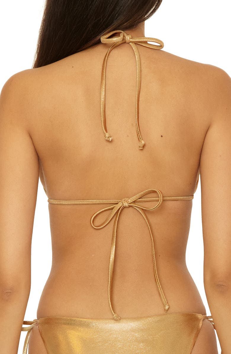 Becca Liquid Metal Triangle Bikini Top, Alternate, color, Gold