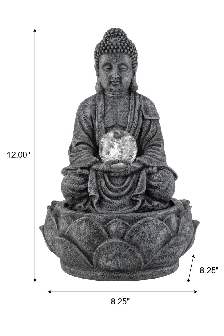 Zen-Style Polyresin Table Fountain with Pump and LED Light, Alternate, color, Grey