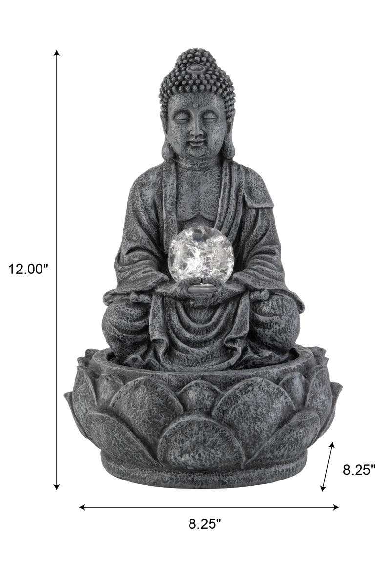Glitzhome Zen-Style Polyresin Table Fountain with Pump and LED Light, Alternate, color, Grey