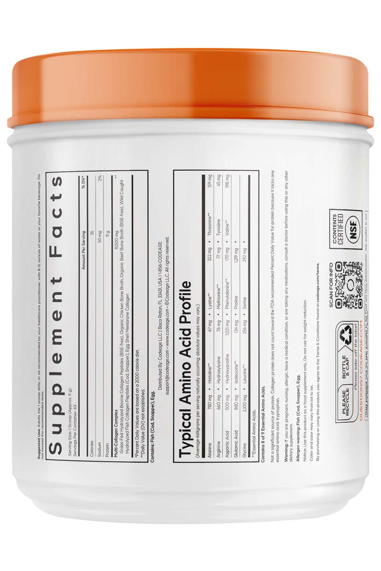 Multi Collagen Protein Powder Peptides Powder Supplement, Alternate, color, White